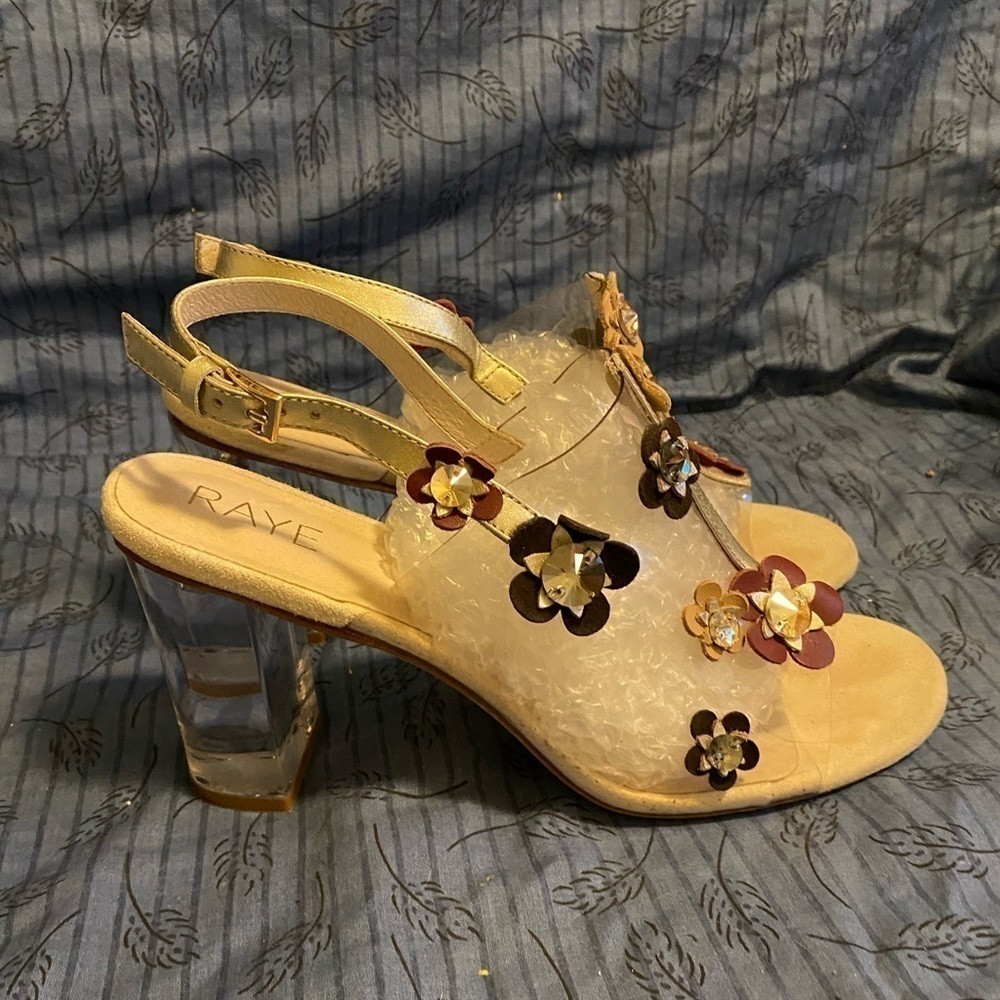 Raye Revolve lucite and vinyl slingback mule 9.5